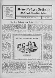 Illustrierte Sonntags Beilage. Neue Lodzer Zeitung 14 - 27 październik 1912 nr 44