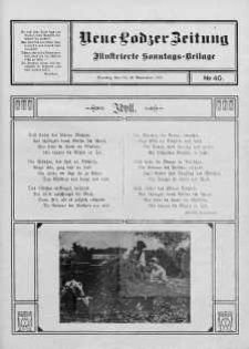 Illustrierte Sonntags Beilage. Neue Lodzer Zeitung 15 - 28 wrzesień 1913 nr 40