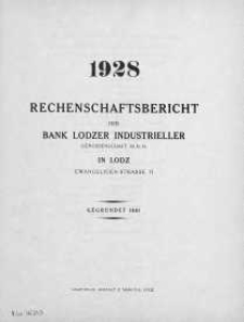 Rechenschaftsbericht fuer das Jahr 1928 der Bank Lodzer Industrieller Genossenschaft M.B.H in Lodz