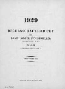 Rechenschaftsbericht fuer das Jahr 1929 der Bank Lodzer Industrieller Genossenschaft M.B.H in Lodz