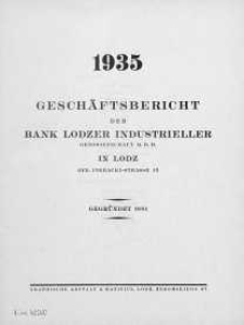 Geschaftsbericht der Bank Lodzer Industrieller 1935