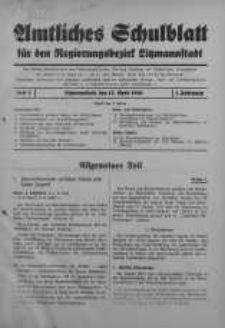 Amtliches Schulblat fur den Regierungsbezirk Ltzmannstaadt 15 April Jg. 1. 1941 H. 2