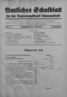 Amtliches Schulblat fur den Regierungsbezirk Ltzmannstaadt 1 Mai Jg. 1. 1941 H. 3
