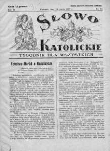 Słowo Katolickie : Tygodnik Ilustrowany Poświęcony Sprawom Religijno-Społecznym 20 marzec 1927 nr 12
