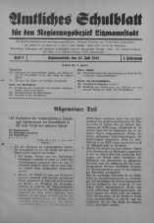 Amtliches Schulblat fur den Regierungsbezirk Ltzmannstaadt 15 Juli Jg. 1. 1941 H. 8