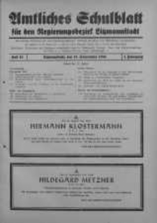 Amtliches Schulblat fur den Regierungsbezirk Ltzmannstaadt 15 September Jg. 1. 1941 H. 12