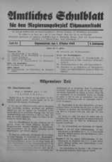 Amtliches Schulblat fur den Regierungsbezirk Ltzmannstaadt 1 Oktober Jg. 1. 1941 H. 13