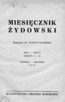 Miesięcznik Żydowski czerwiec-grudzień 1931 zeszyty 7-12 spis treści