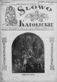 Słowo Katolickie : Tygodnik Ilustrowany Poświęcony Sprawom Religijno-Społecznym 13 styczeń 1929 nr 3