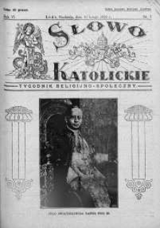 Słowo Katolickie : Tygodnik Ilustrowany Poświęcony Sprawom Religijno-Społecznym 10 luty 1929 nr 7