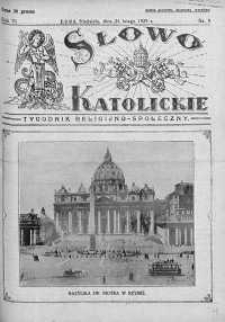 Słowo Katolickie : Tygodnik Ilustrowany Poświęcony Sprawom Religijno-Społecznym 24 luty 1929 nr 9