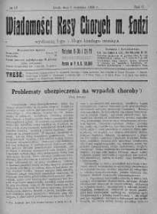 Wiadomości Kasy Chorych Miasta Łodzi: wychodzą 1 i 15 każdego miesiąca 1 wrzesień 1924 nr 17