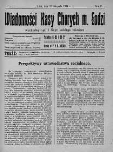 Wiadomości Kasy Chorych Miasta Łodzi: wychodzą 1 i 15 każdego miesiąca 15 listopada 1924 nr 21
