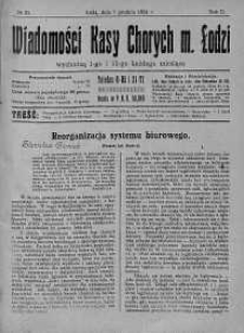 Wiadomości Kasy Chorych Miasta Łodzi: wychodzą 1 i 15 każdego miesiąca 1 grudzień 1924 nr 22