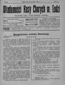 Wiadomości Kasy Chorych Miasta Łodzi: wychodzą 1 i 15 każdego miesiąca 15 grudzień 1924 nr 23