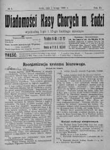 Wiadomości Kasy Chorych Miasta Łodzi: wychodzą 1 i 15 każdego miesiąca 1 luty 1925 nr 3