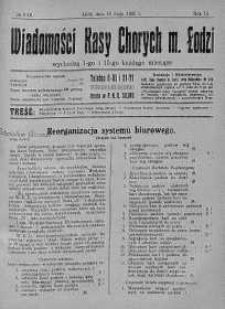 Wiadomości Kasy Chorych Miasta Łodzi: wychodzą 1 i 15 każdego miesiąca 15 maj 1925 nr 9/10