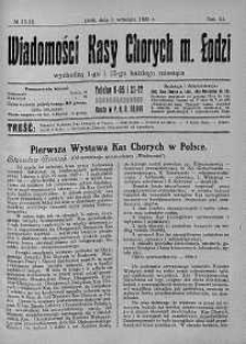 Wiadomości Kasy Chorych Miasta Łodzi: wychodzą 1 i 15 każdego miesiąca 1 wrzesień 1925 nr 15/16