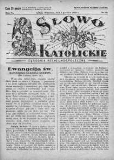Słowo Katolickie : Tygodnik Ilustrowany Poświęcony Sprawom Religijno-Społecznym 1 grudzień 1929 nr 49