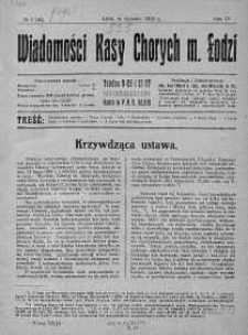 Wiadomości Kasy Chorych Miasta Łodzi: wychodzą 1 i 15 każdego miesiąca styczeń 1926 nr 1