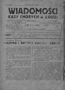 Wiadomości Kasy Chorych Miasta Łodzi: wychodzą 1 i 15 każdego miesiąca kwiecień 1926 nr 4