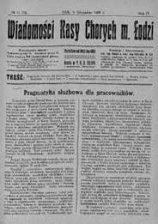 Wiadomości Kasy Chorych Miasta Łodzi: wychodzą 1 i 15 każdego miesiąca listopad 1926 nr 11