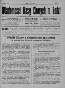 Wiadomości Kasy Chorych Miasta Łodzi maj 1927 nr 5