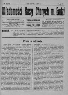 Wiadomości Kasy Chorych Miasta Łodzi czerwiec 1927 nr 6