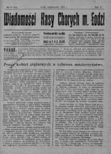 Wiadomości Kasy Chorych Miasta Łodzi październik 1927 nr 10