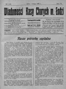 Wiadomości Kasy Chorych Miasta Łodzi 1 luty 1929 nr 2