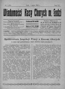 Wiadomości Kasy Chorych Miasta Łodzi 1 marzec 1929 nr 3