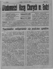 Wiadomości Kasy Chorych Miasta Łodzi 1 sierpień 1929 nr 8