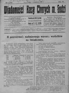 Wiadomości Kasy Chorych Miasta Łodzi 1 wrzesień 1929 nr 9
