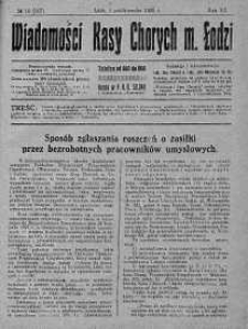 Wiadomości Kasy Chorych Miasta Łodzi 1 październik 1929 nr 10