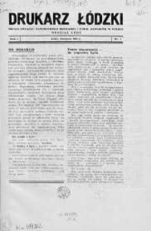 Drukarz Łódzki: organ Związku Zawodowego Drukarzy i Pokrewnych Zawodów w Polsce 1935 listopad nr 1