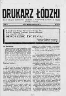 Drukarz Łódzki: organ Związku Zawodowego Drukarzy i Pokrewnych Zawodów w Polsce 1937 listopad-grudzień nr 11-12