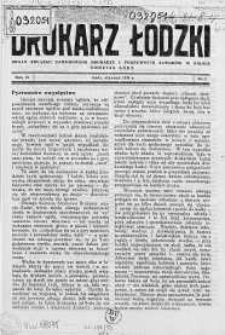 Drukarz Łódzki: organ Związku Zawodowego Drukarzy i Pokrewnych Zawodów w Polsce 1938 styczeń nr 1
