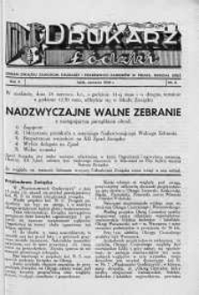 Drukarz Łódzki: organ Związku Zawodowego Drukarzy i Pokrewnych Zawodów w Polsce 1939 czerwiec nr 6