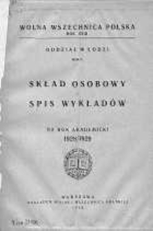 Wolna Wszechnica Polska. Oddział w Łodzi. Skład Osobowy i Spis Wykładów 1928/1929