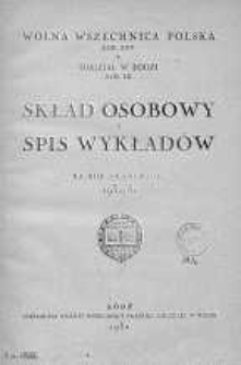 Wolna Wszechnica Polska. Oddział w Łodzi. Skład Osobowy i Spis Wykładów 1930/1931