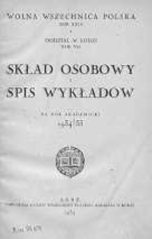 Wolna Wszechnica Polska. Oddział w Łodzi. Skład Osobowy i Spis Wykładów 1934/1935
