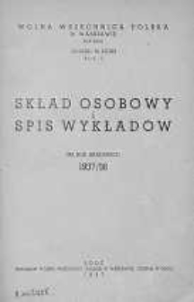 Wolna Wszechnica Polska. Oddział w Łodzi. Skład Osobowy i Spis Wykładów 1937/1938
