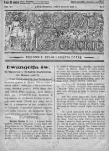 Słowo Katolickie : Tygodnik Ilustrowany Poświęcony Sprawom Religijno-Społecznym 5 styczeń 1930 nr 1