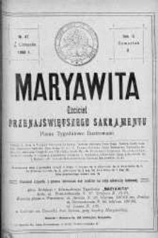Maryawita. Czciciel Przenejświętszego Sakramentu 19 listopad 1908 nr 47