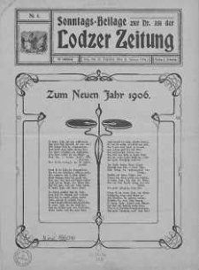 Sonntags-Beilage żur Nummer... der Lodzer Zeitung, Jg43, 1906 nr 1-46