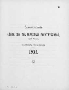 Sprawozdanie Łódzkiego Towarzystwa Elektrycznego, Spółki Akcyjnej za rok operacyjny 1935