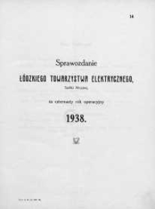 Sprawozdanie Łódzkiego Towarzystwa Elektrycznego, Spółki Akcyjnej za rok operacyjny 1938