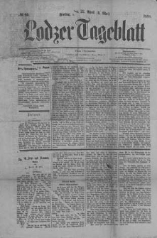 Lodzer Tageblatt: Erscheint 6 Mai Wochentlich 1888 nr 99, 141