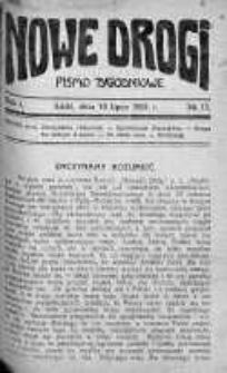 Nowe Drogi : pismo tygodniowe poświęcone sprawom odrodzenia moralno-religijnego i oświaty 10 lipiec 1921 nr 11