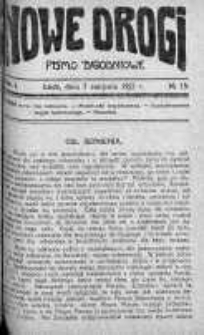 Nowe Drogi : pismo tygodniowe poświęcone sprawom odrodzenia moralno-religijnego i oświaty 7 sierpień 1921 nr 15